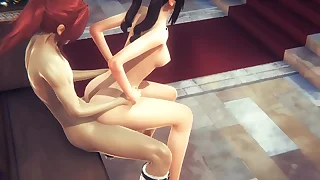 Hentai Uncensored - Yumiko plays with his friends and is fucked twofold with creampie all round a church - Japanese Asian Manga Anime Game Porn